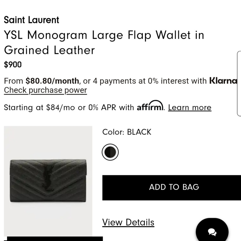 Saint Laurent Quilted Black Leather Wallet